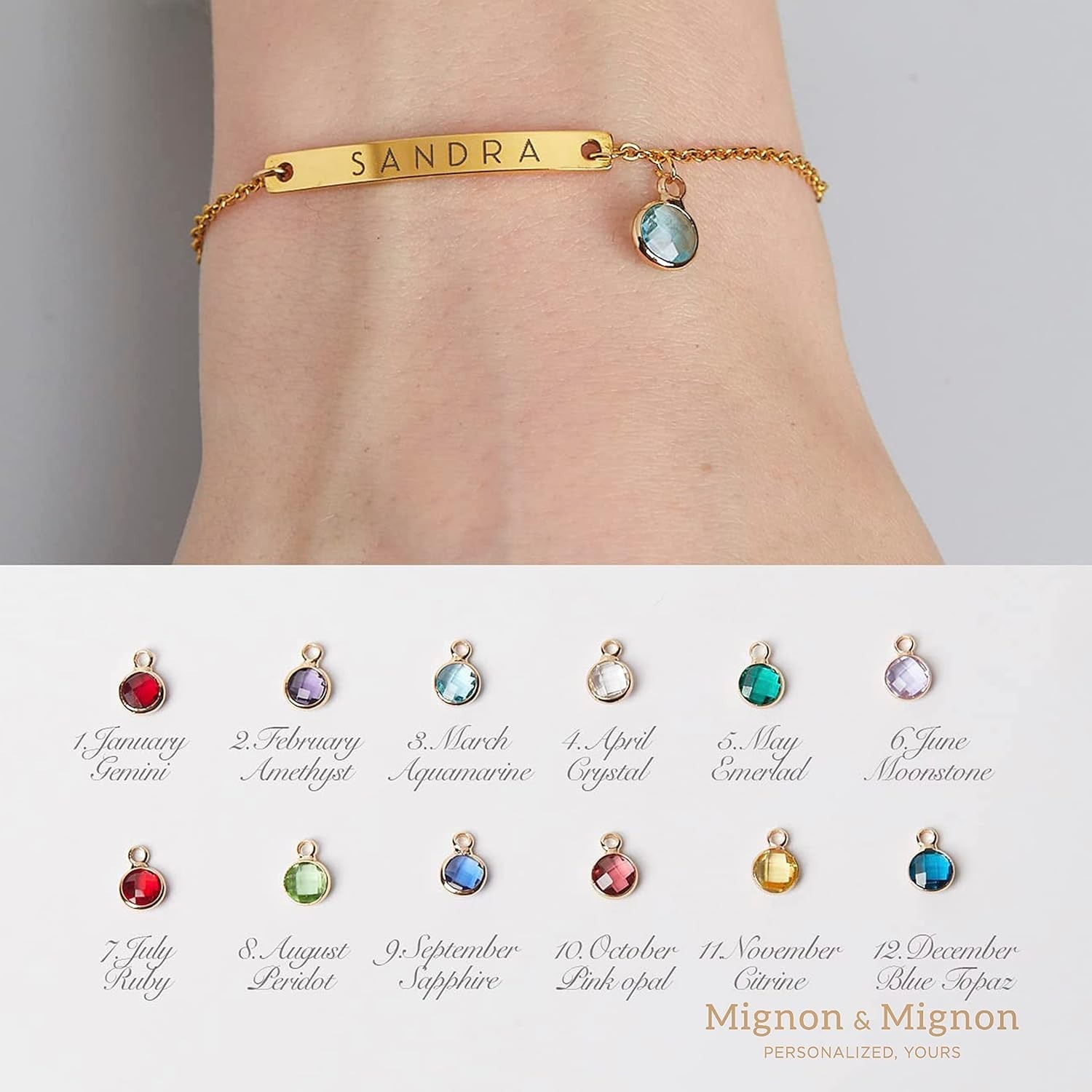 Elegant Custom Name Bracelet with Birthstone Charm – Meaningful Gift for Her