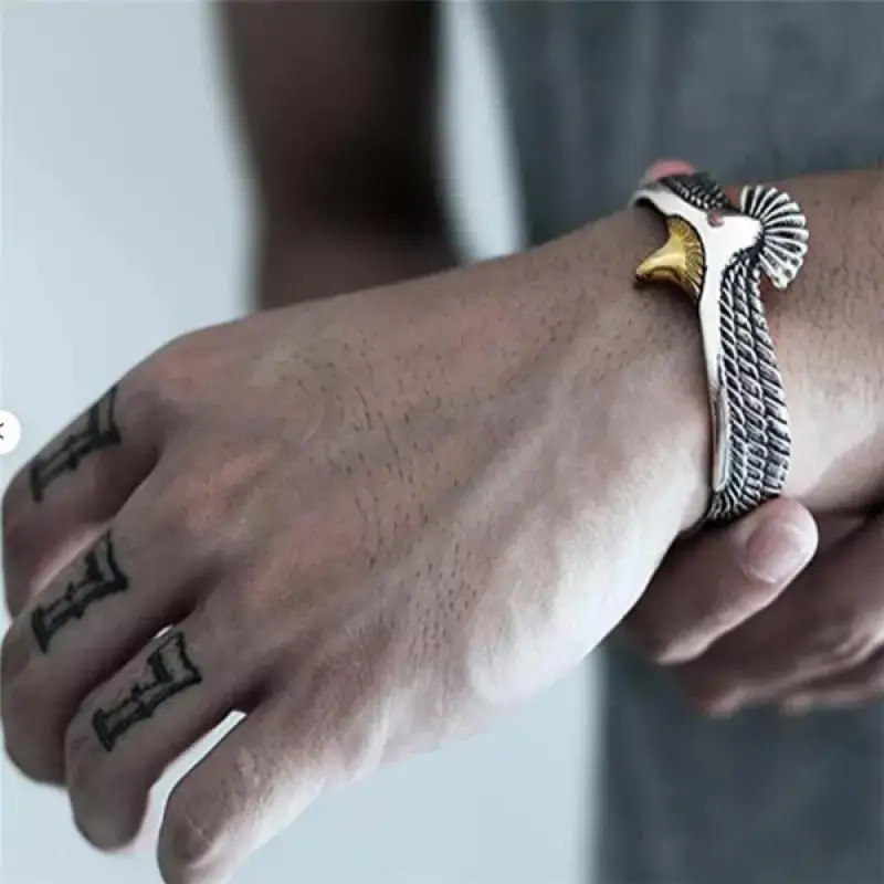 Men’s Flying Eagle Open Adjustable Cuff Bracelet Bangle Hip Hop