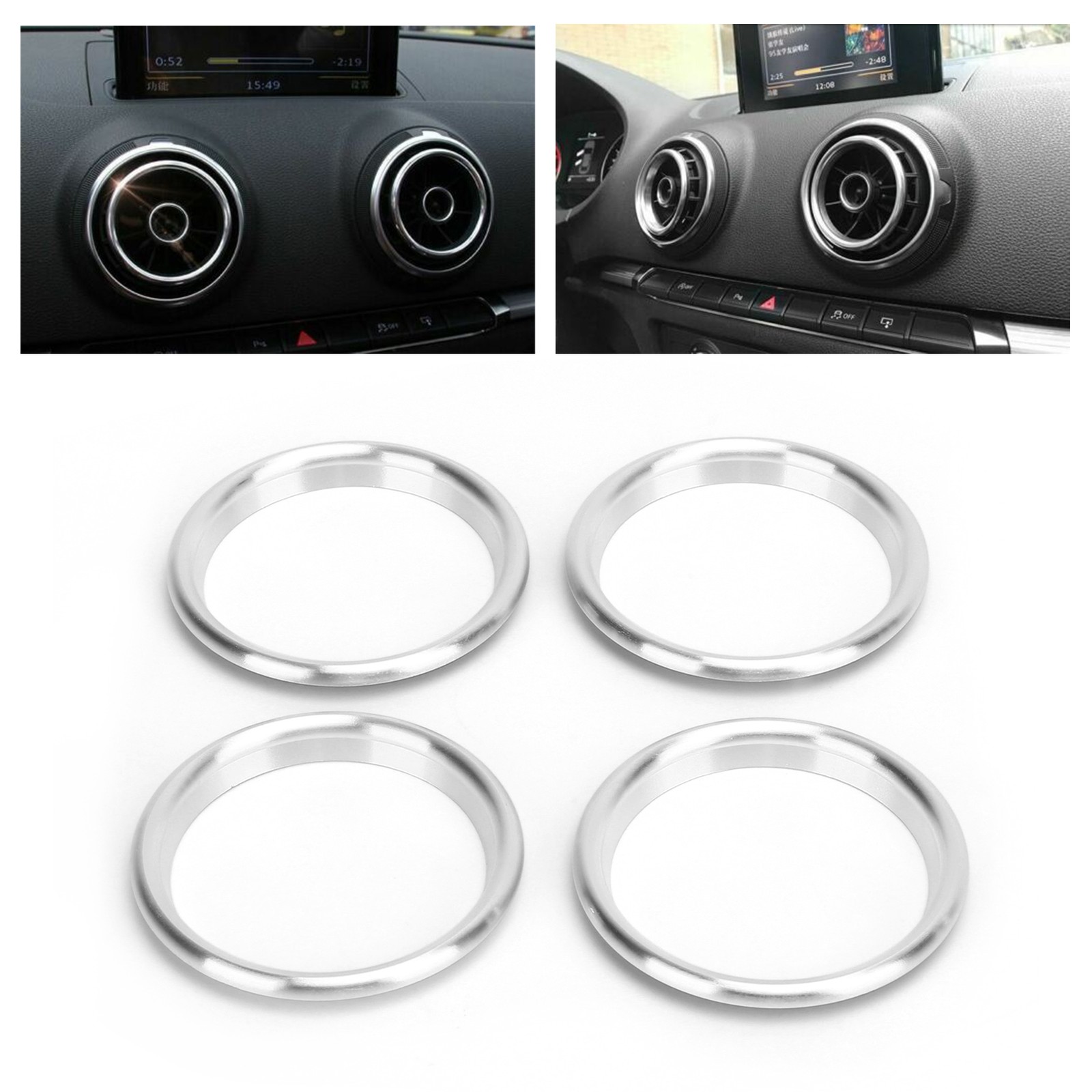 4pcs Silver Aluminum Alloy Air Outlet Ring For 2014-2019 TFTB