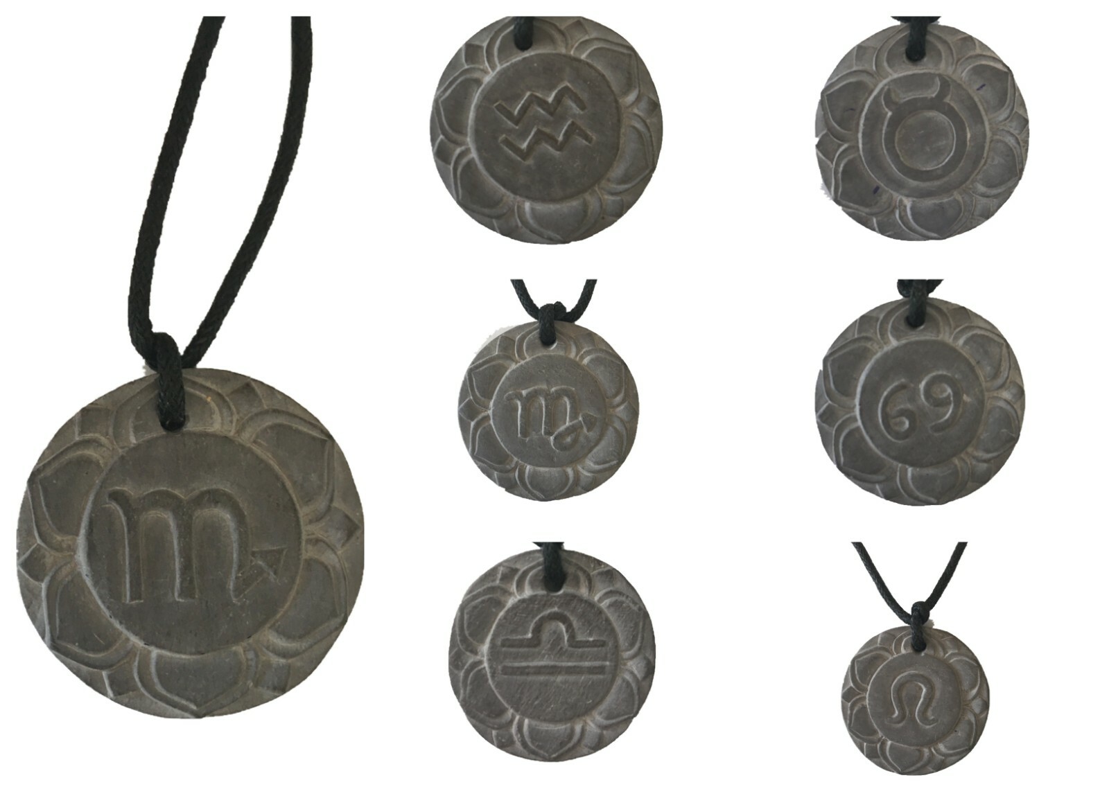 Soapstone Zodiac Symbol Pendant Astrology Star Stone Natural Hand Made With Cord