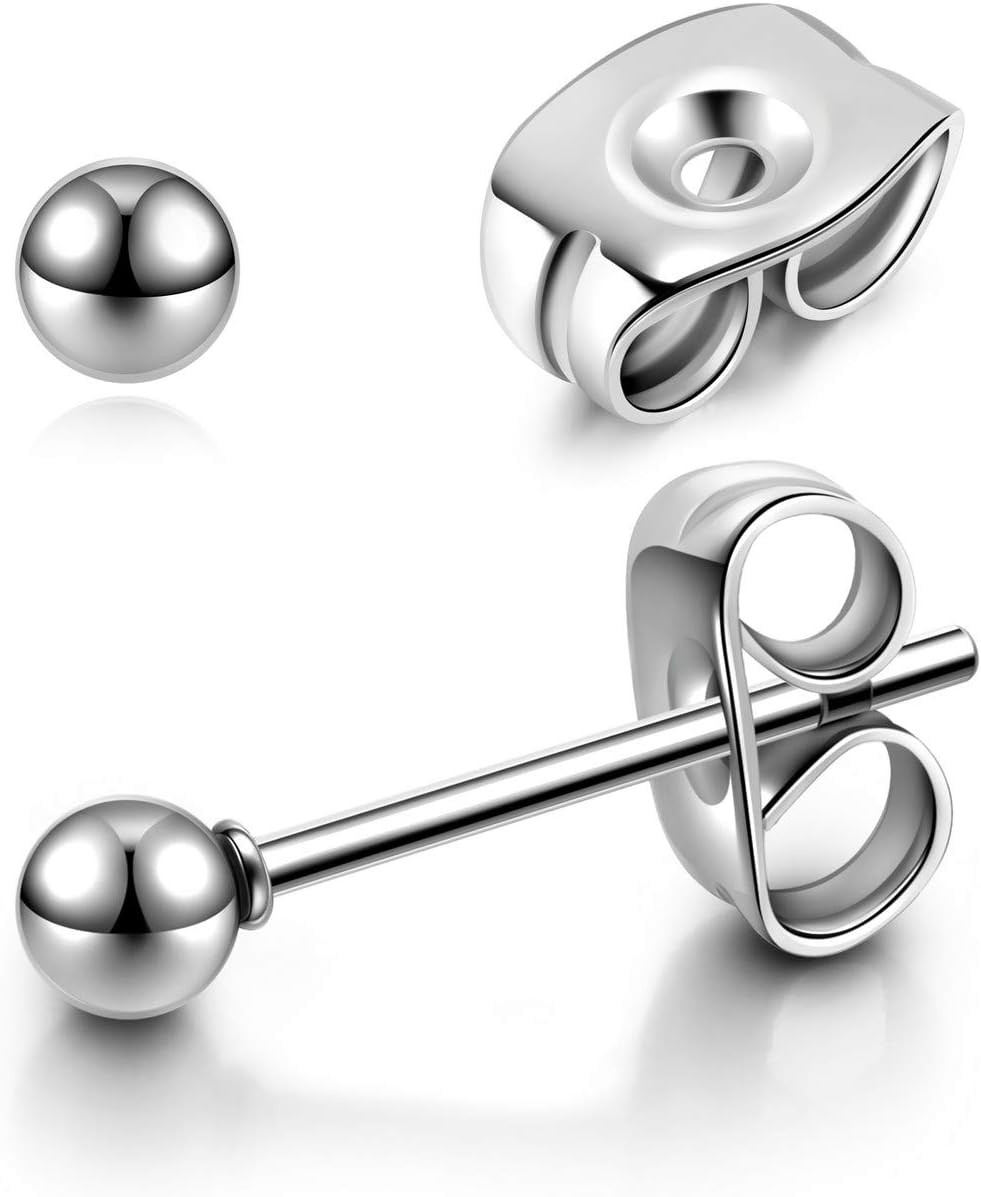 Hypoallergenic Ball Earrings Studs Set Stainless Steel round Ball Studs Earrings