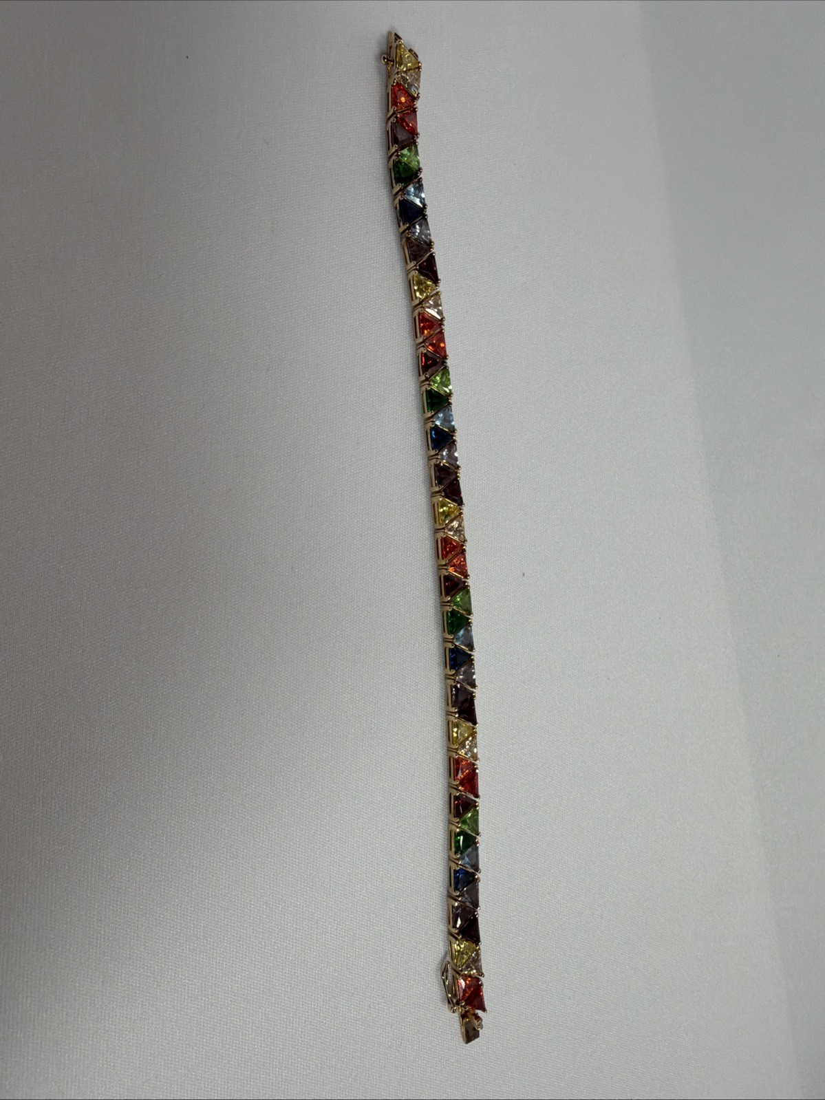 Suzanne Somers Multi Colored Gold Vermeil over Sterling Trilliant Bracelet 8in
