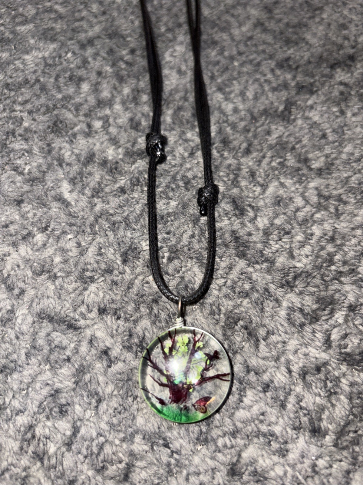 Beautiful Botanical Tree and Butterflies Pendant Necklace