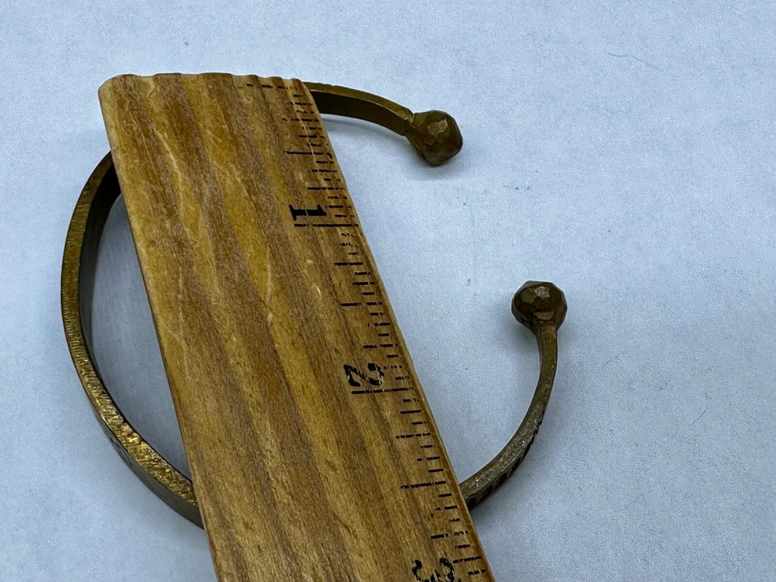 TRIBAL ESTATE SOLID BRASS AFRICAN HAND STAMPED CHASED CUFF BRACELET