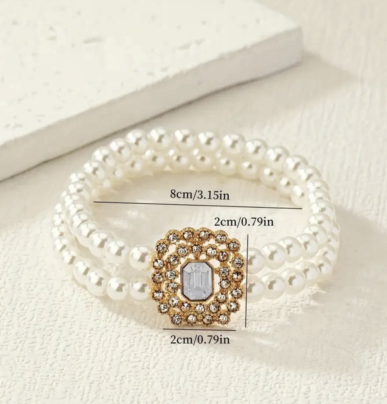Stylish Double-Row Pearl Square Anklet # 0016 Velvet Box Included.
