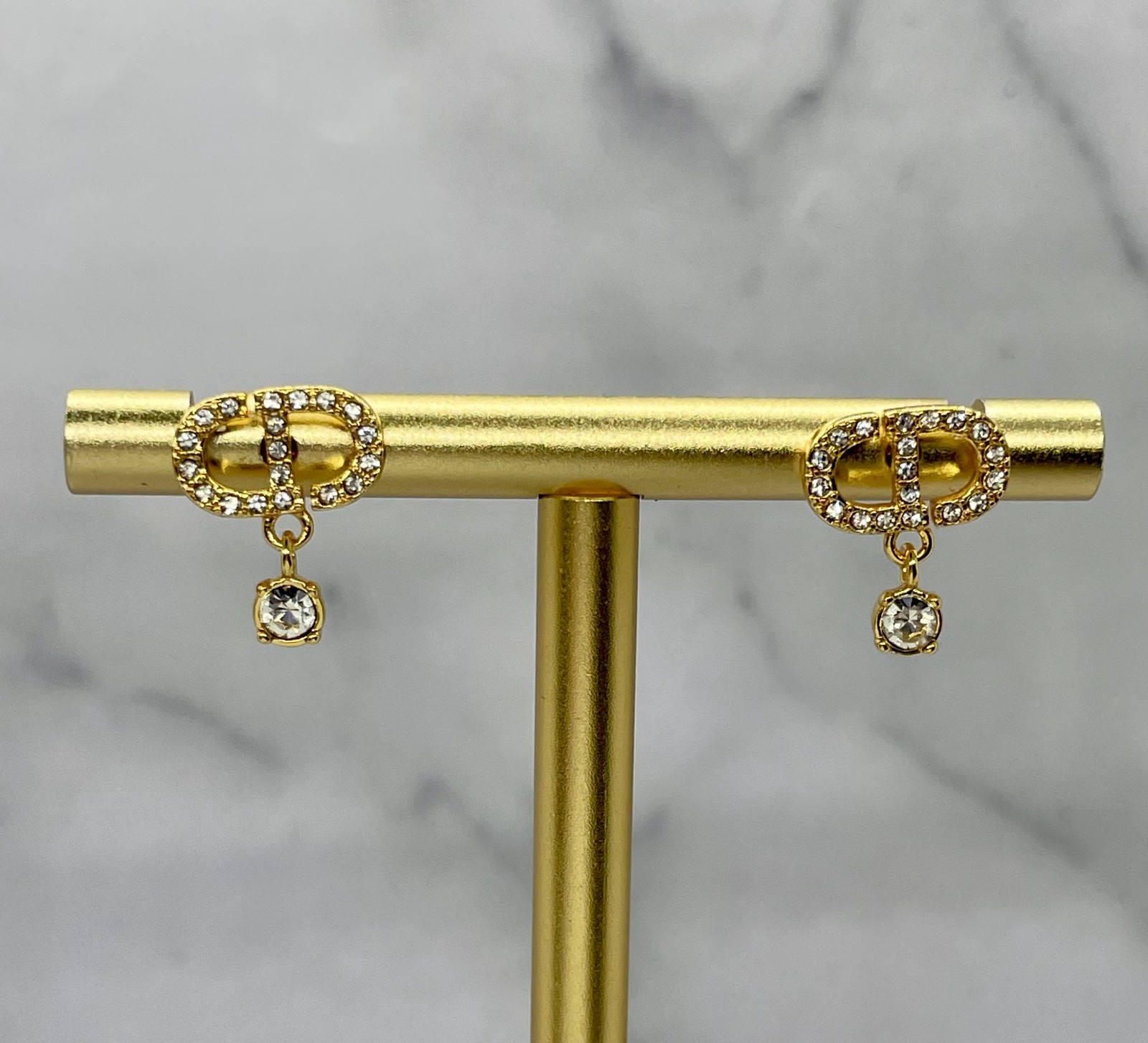 CHRISTIAN DIOR CD Rhinestone Earrings – Pre owned / MA6024