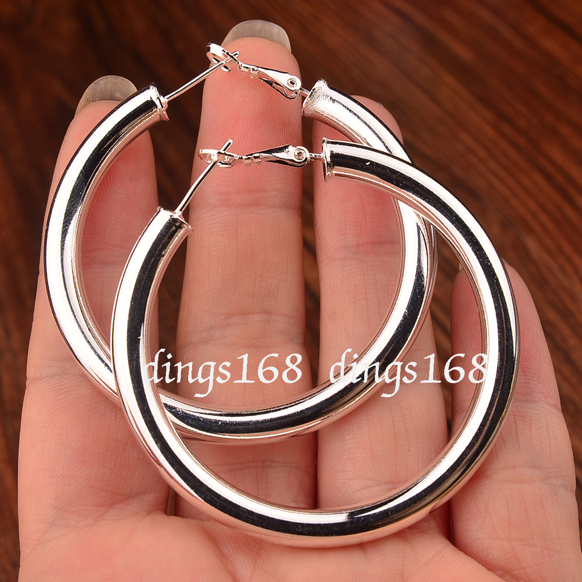 Women’s 925 Sterling Silver Classic 2 inch Large Round Hoop Fashion Earrings H6