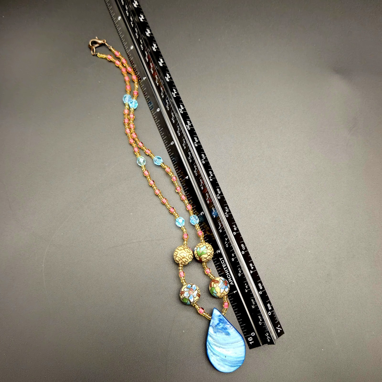 Pendant Shell Necklace, Abalone With Decorative Beads Beach Theme