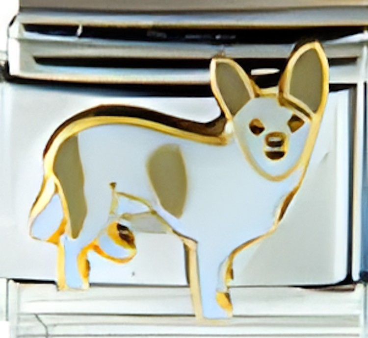 Tan White Chihuahua Dog Enamel 9mm Italian Charm Bracelet Pet Puppy Lover Link