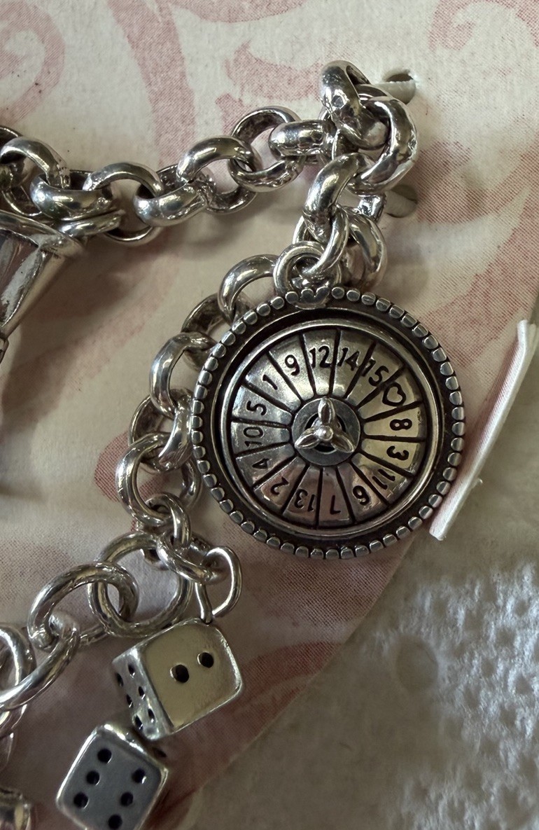 Brighton Viva Las Vegas Nevada State Charm Bracelet New Never Worn Gift Tin Set