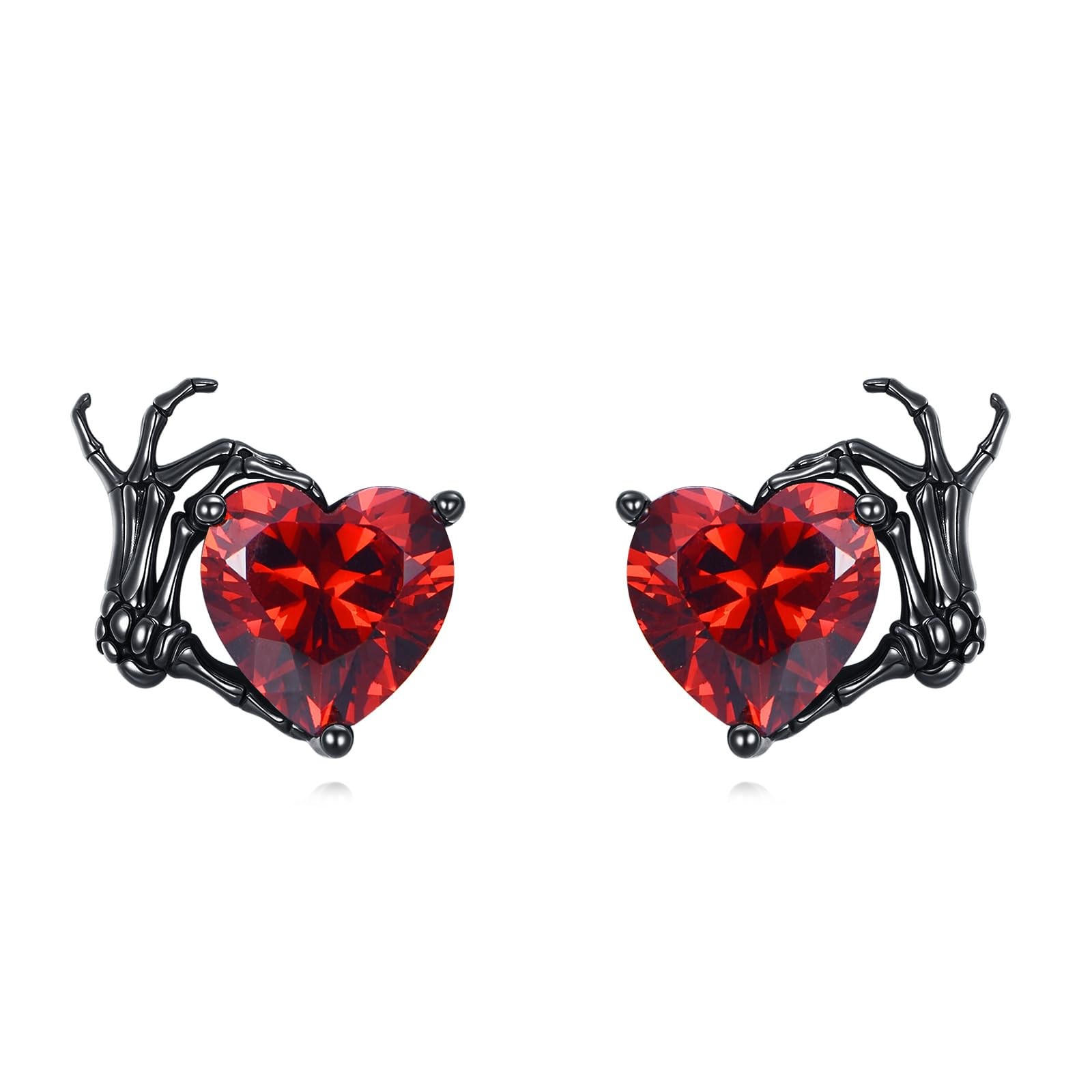 JERWLI Skeleton Hand Earrings 925 Sterling Sliver Black Skull Earrings Hallow…
