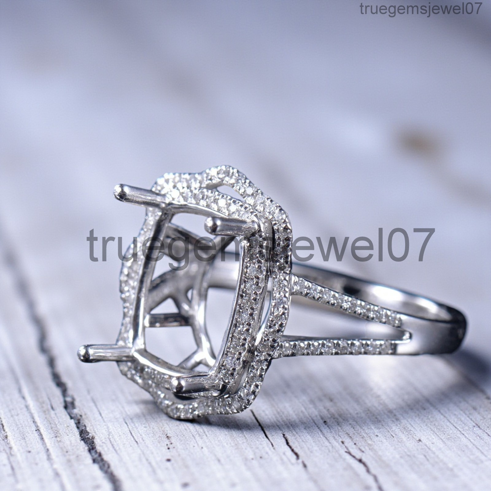 Beautiful Semi Mount Ring Setting Cushion Cut 8×10mm 925 Silver Wedding Ring