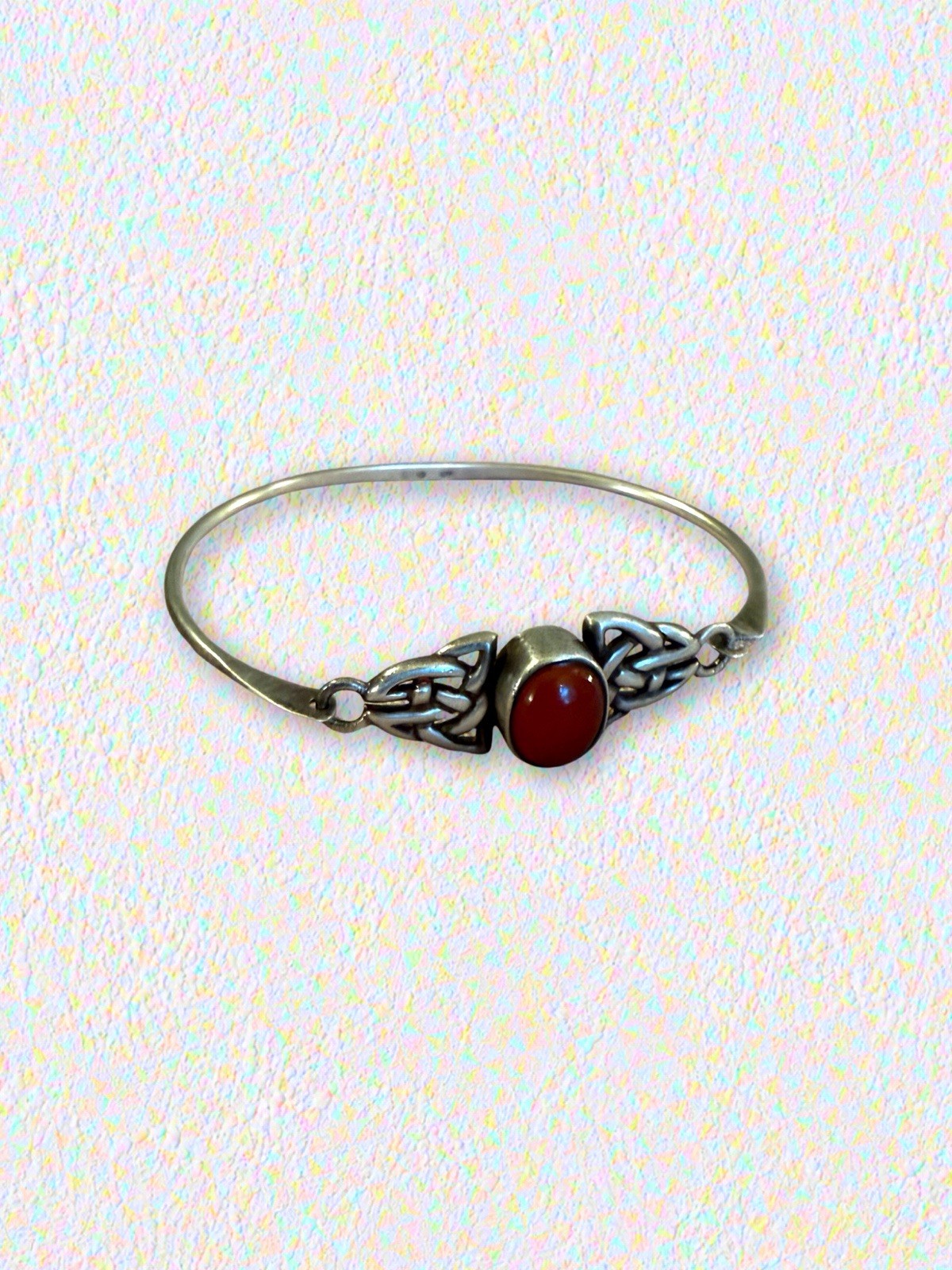 Signed Bocco Celtic Sterling Silver Carnelian Bracelet – 6.75” • 9.3g
