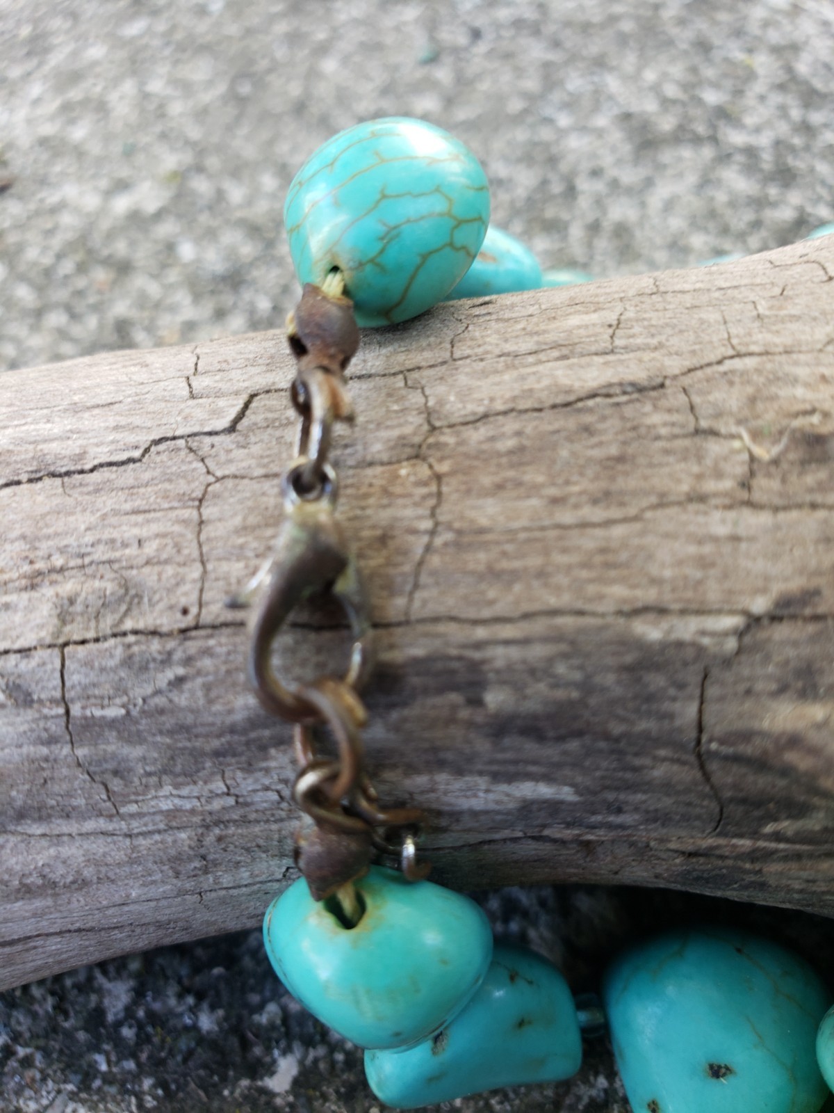 Robins Egg Blue Turquoise Beaded Nugget Vintage Lobster Clasp Necklace