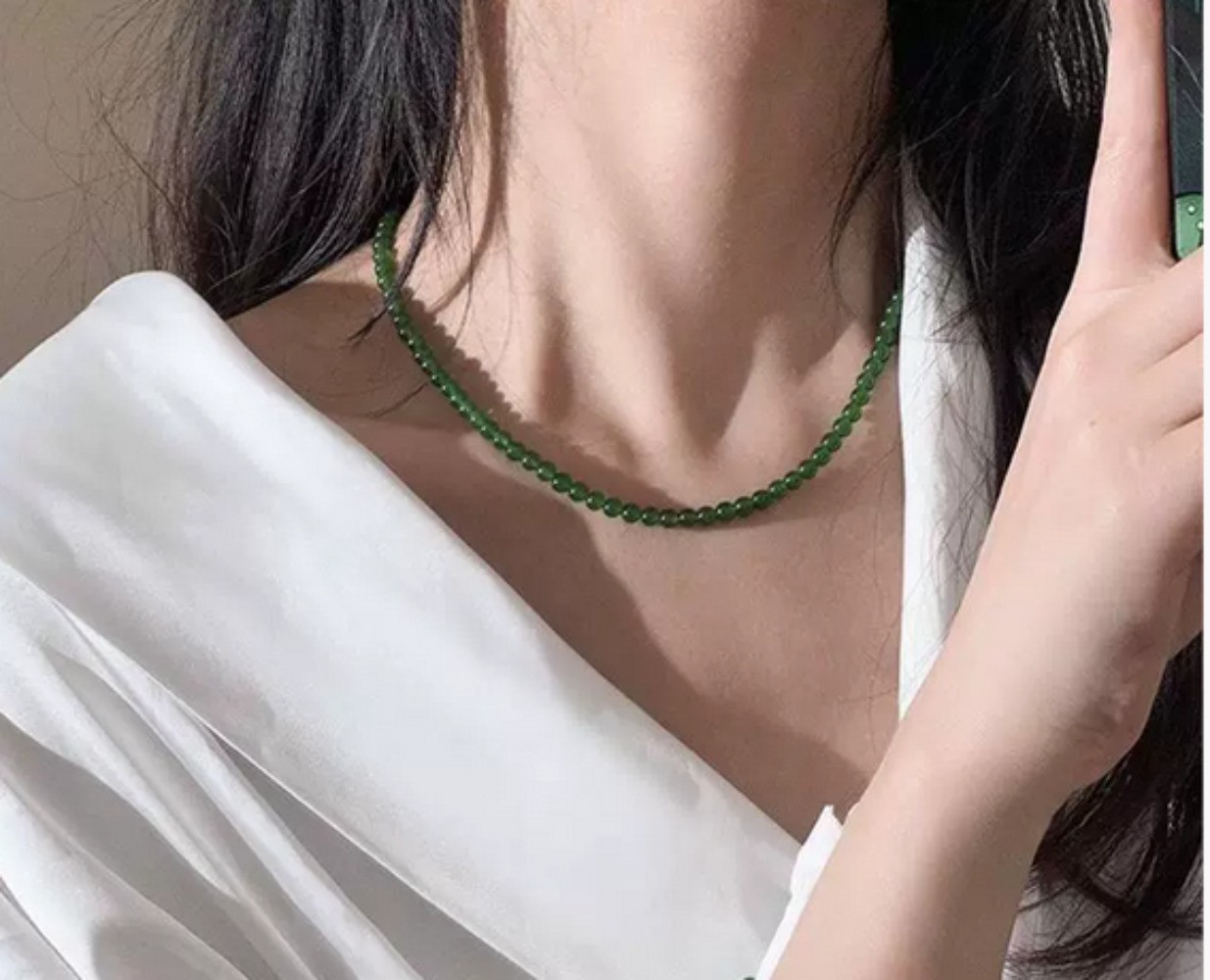 Small Handmade Natural 4mm Green Jade Gemstone Round Beads Necklace 16-36in