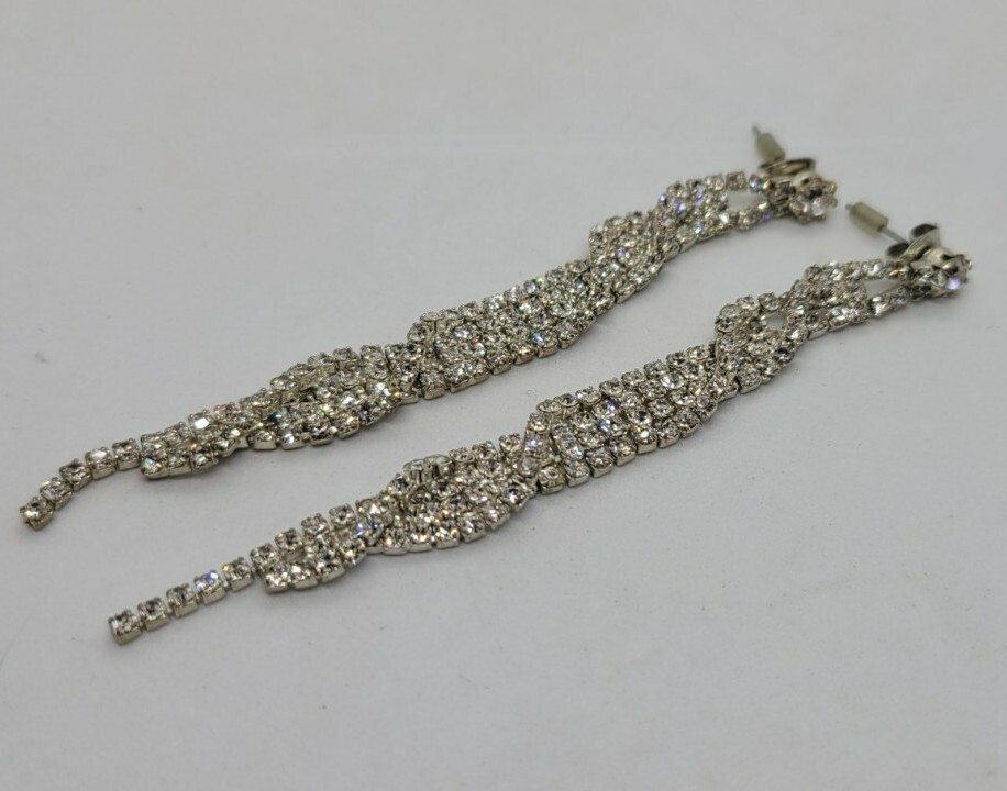 Chandelier Earrings Crystal Wedding Prom Bridal Party Pageant DANGLE 3.5 in