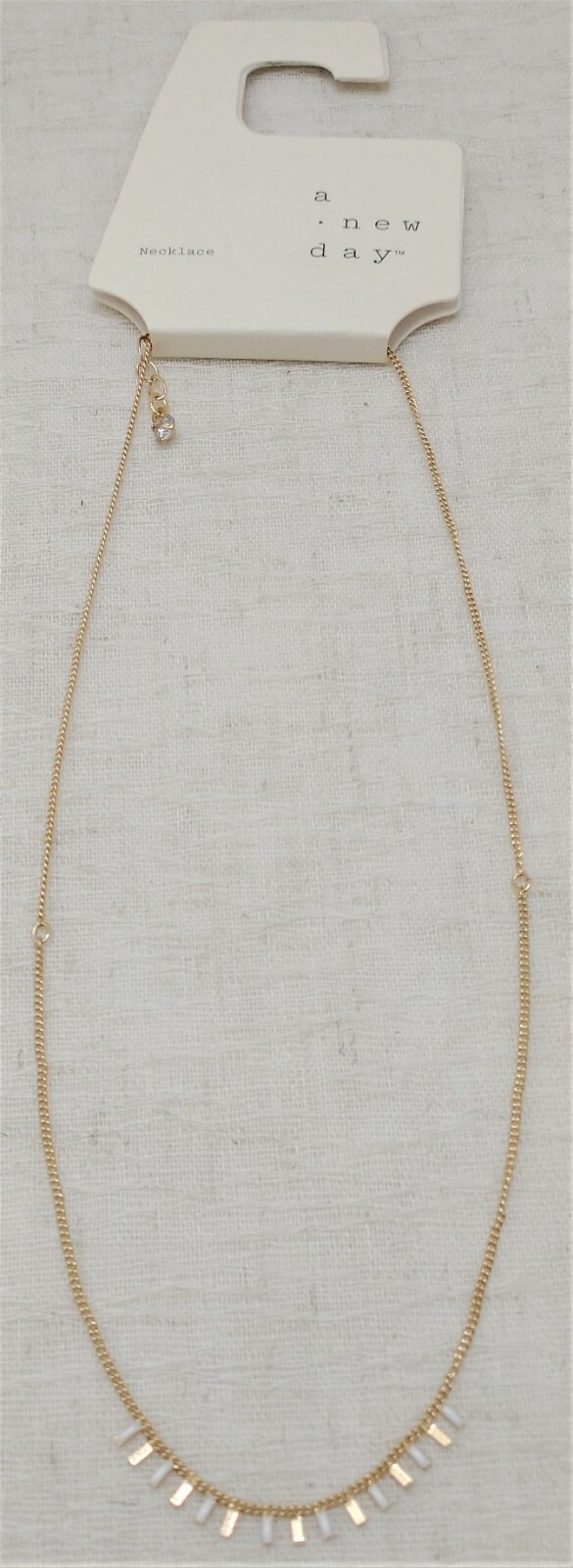 A New Day chain necklace with white enamel accents gold color Free Shipping