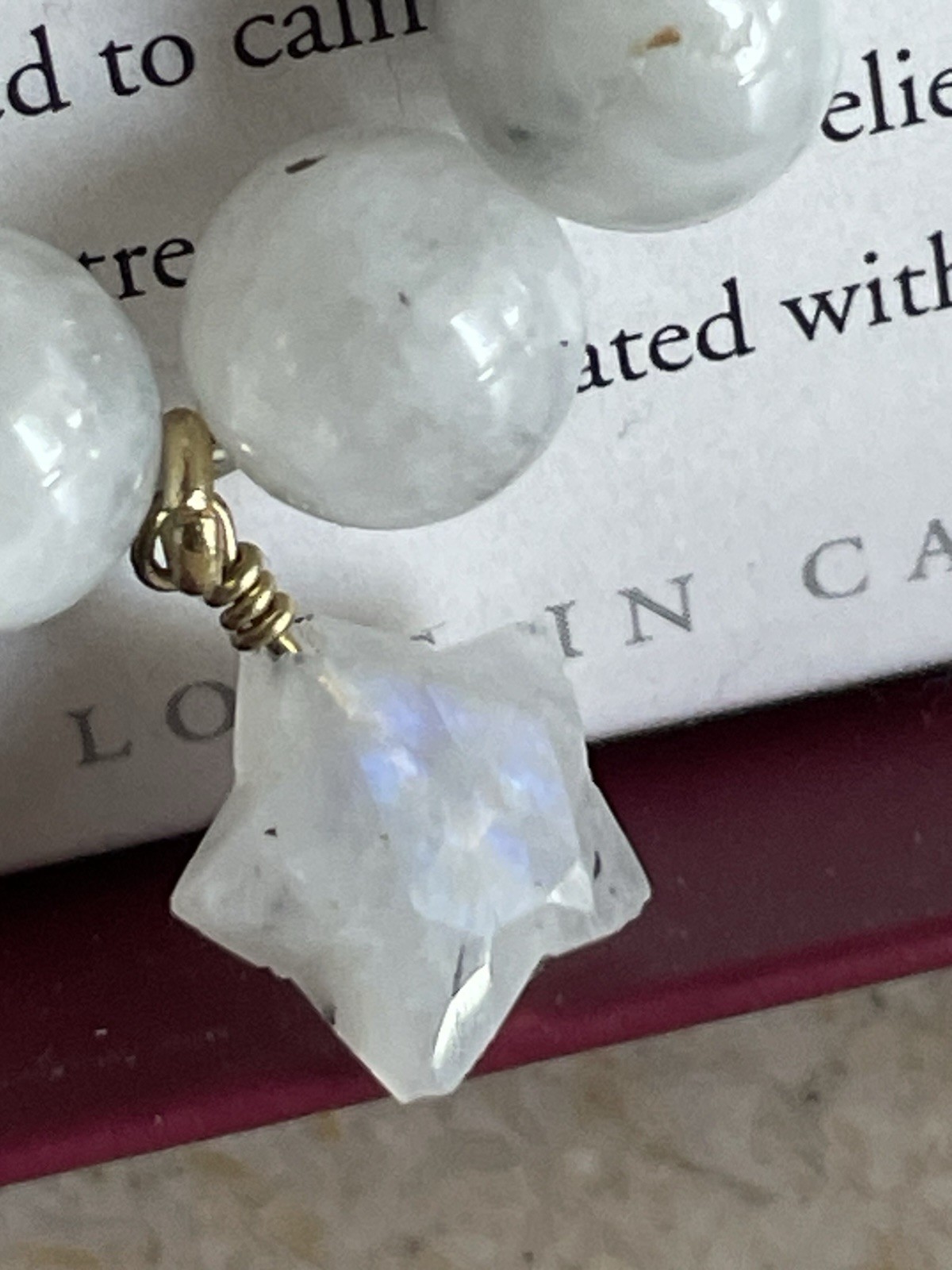 Luna Norte Stretch Moonstone 14KT Gold-Plated Brass Bracelet W/Charm New