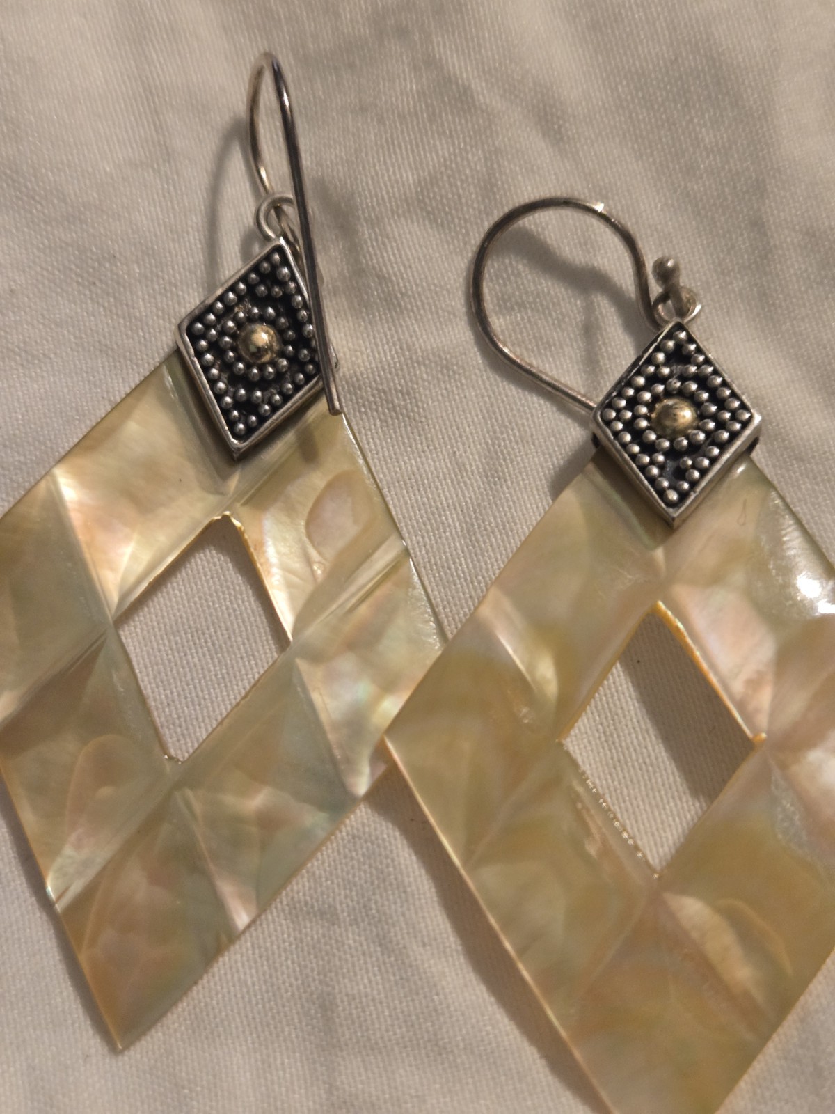 Robert Manse 925 Sterling Silver 18K Gold Mother of Pearl Dangle Earrings HSN