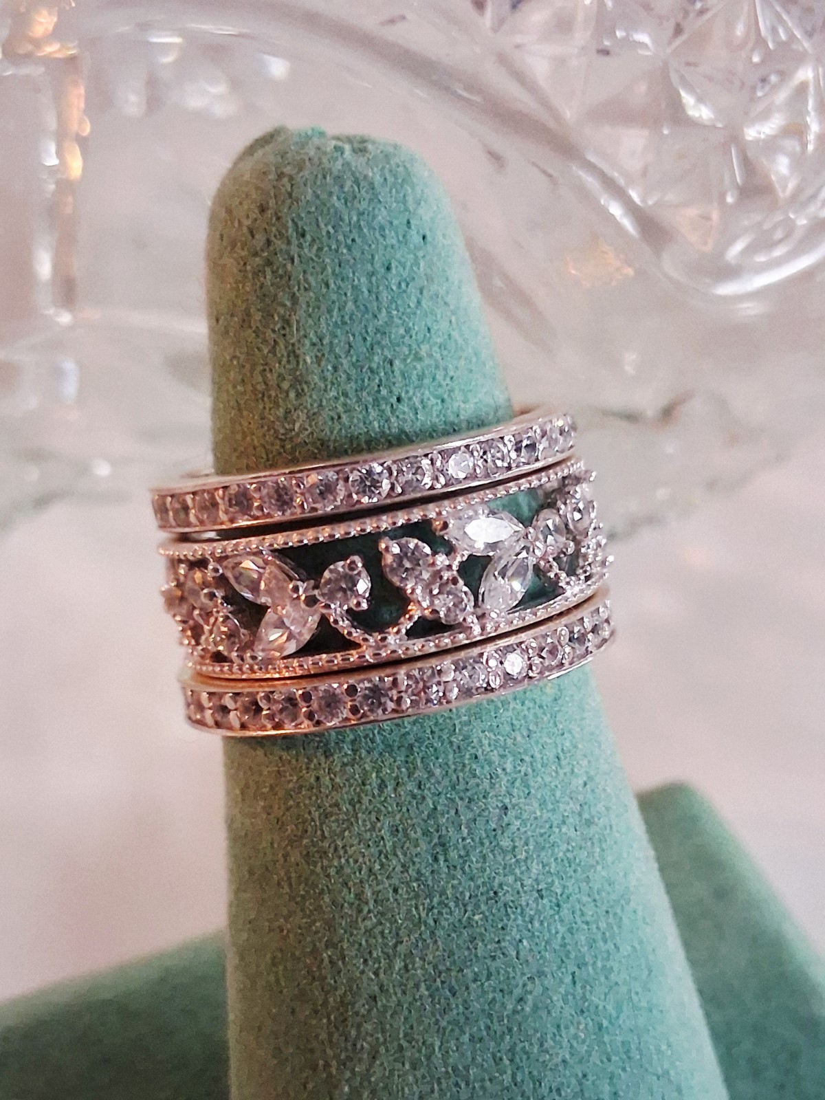 Designer 3 Ct Simulated Diamond 3-piece Eternity Band Ring Set Size 7 Sterling