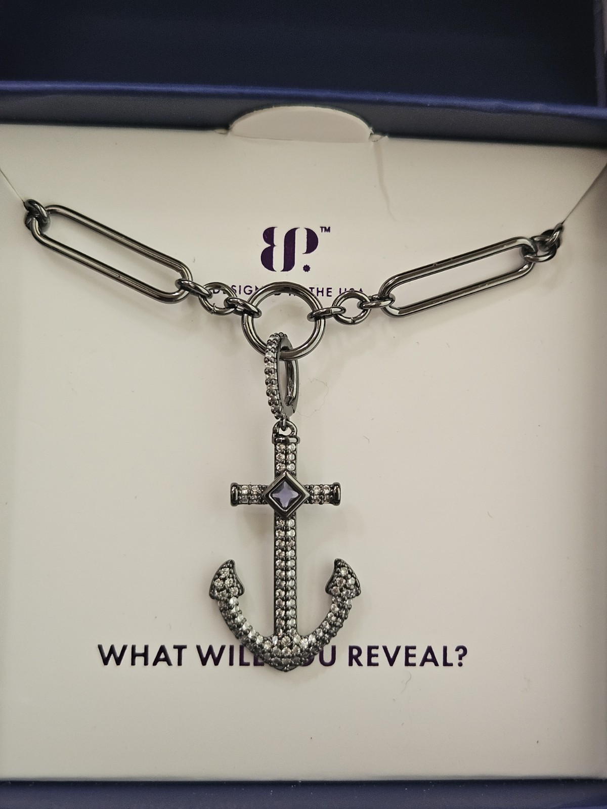 Bomb Party Sirens “The Unseen Lure” Anchor Necklace Tanzanite On Hematite NEW