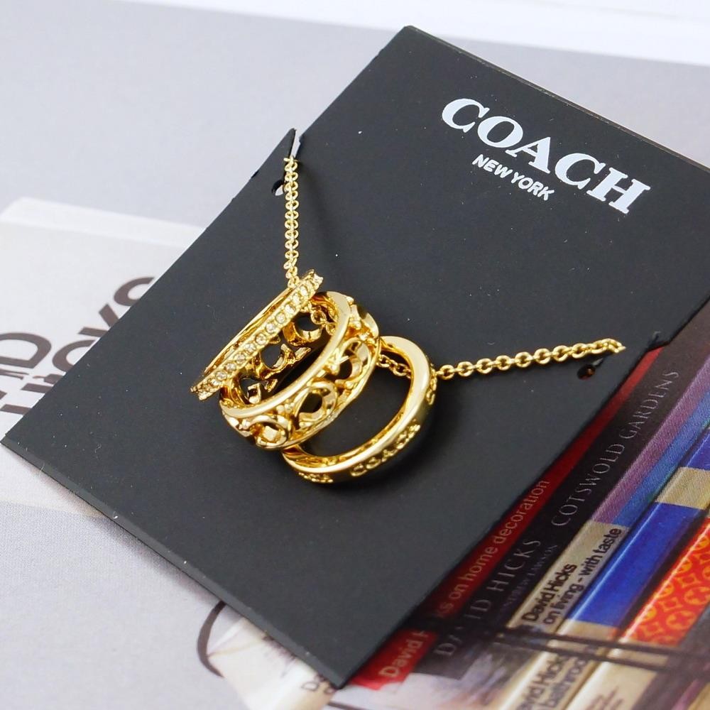 NWOT Coach Signature Metal Openworks Necklace Gold Tone
