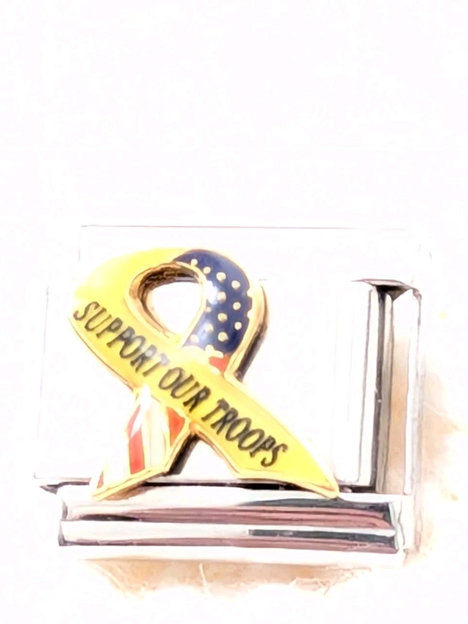 Authentic Casa D’ Oro Ribbon Support Our Troops Italian Charm 9mm Classic E182