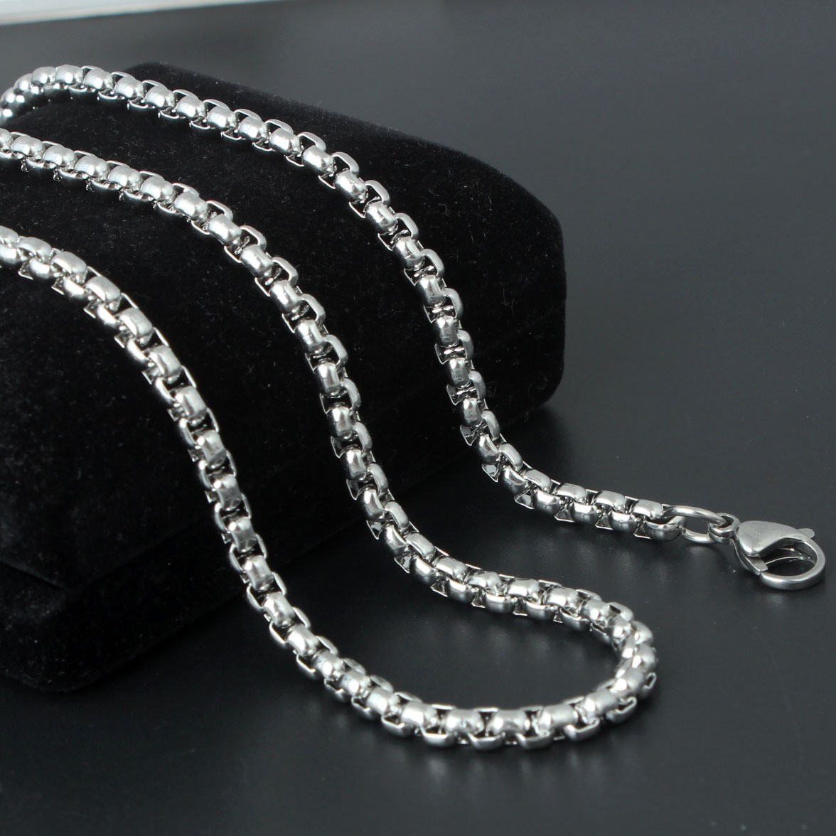 5pcs/lot Stainless Steel Square Rolo Link Chain Box Chain Necklace for Men Women