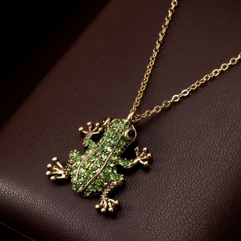 Frog Jeweled Necklace Jewelry Nature Amphibian Animal Pendant