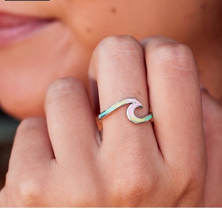 PURA VIDA TIE DYE WAVE RING, Tie Dye, Silver, Size 7, New!