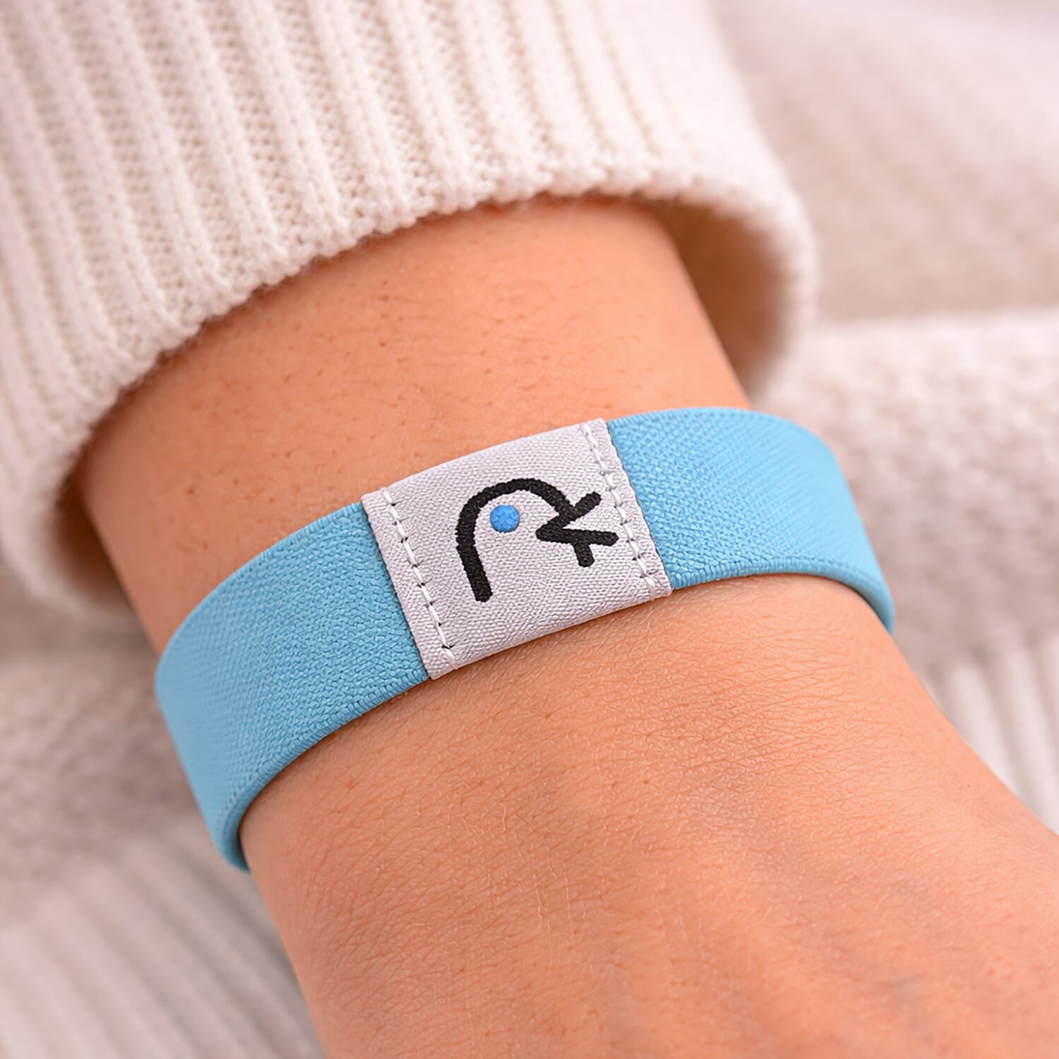 NFC Scan Daily Bible Verse Polyester Stretch Bracelet – Blue 7-8In