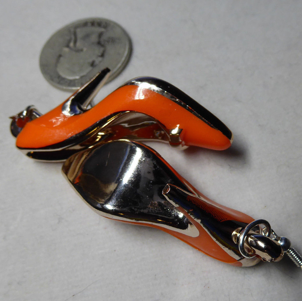 Unique Orange 925 EARRINGS HIGH HEEL SHOES STILETTO Halloween Nora Winn