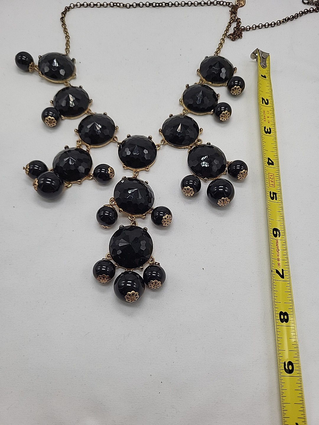 Vinrage J. Crew Statement Black Bubble Necklace in 18K Gold Electroplating 26″