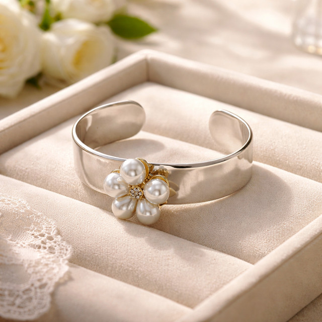 Beautiful Nickel-Free Pearl Cuff Bracelet