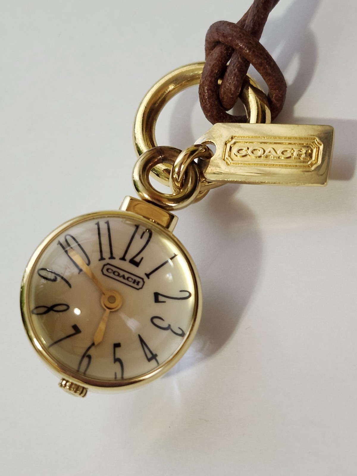 Rare Retired Vintage Y2K COACH Orb Bubble Crystal Watch Pendant Clock Necklace
