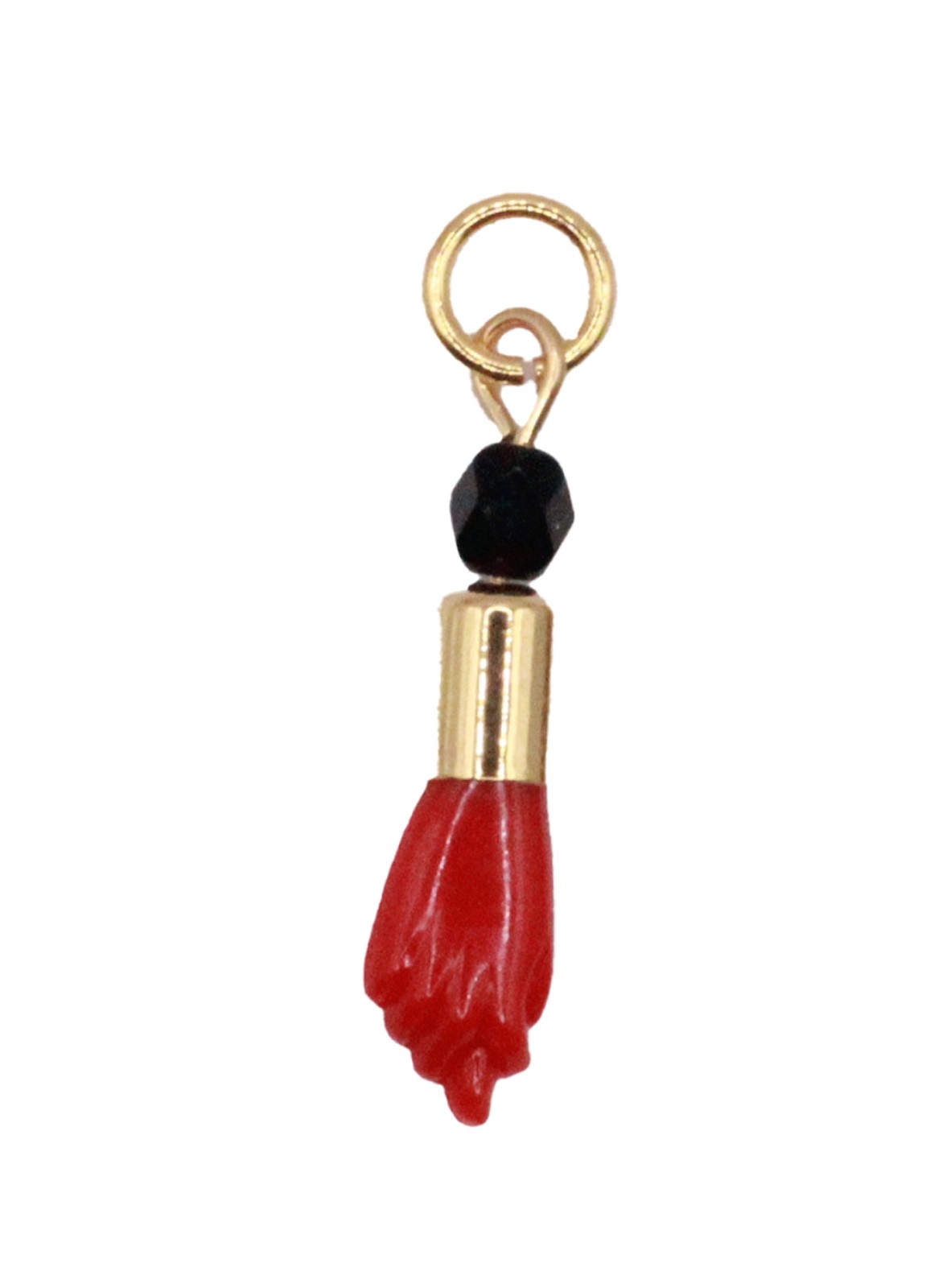 Red Figa Hand with Simulated Azabache 18k Gold Plated with 20 inch Chain