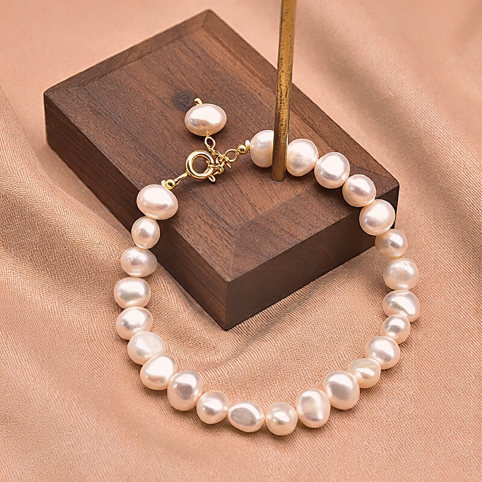 18K Gold Plated Freshwater Pearl Turquoise Bracelet Women’s Adjustable Gift