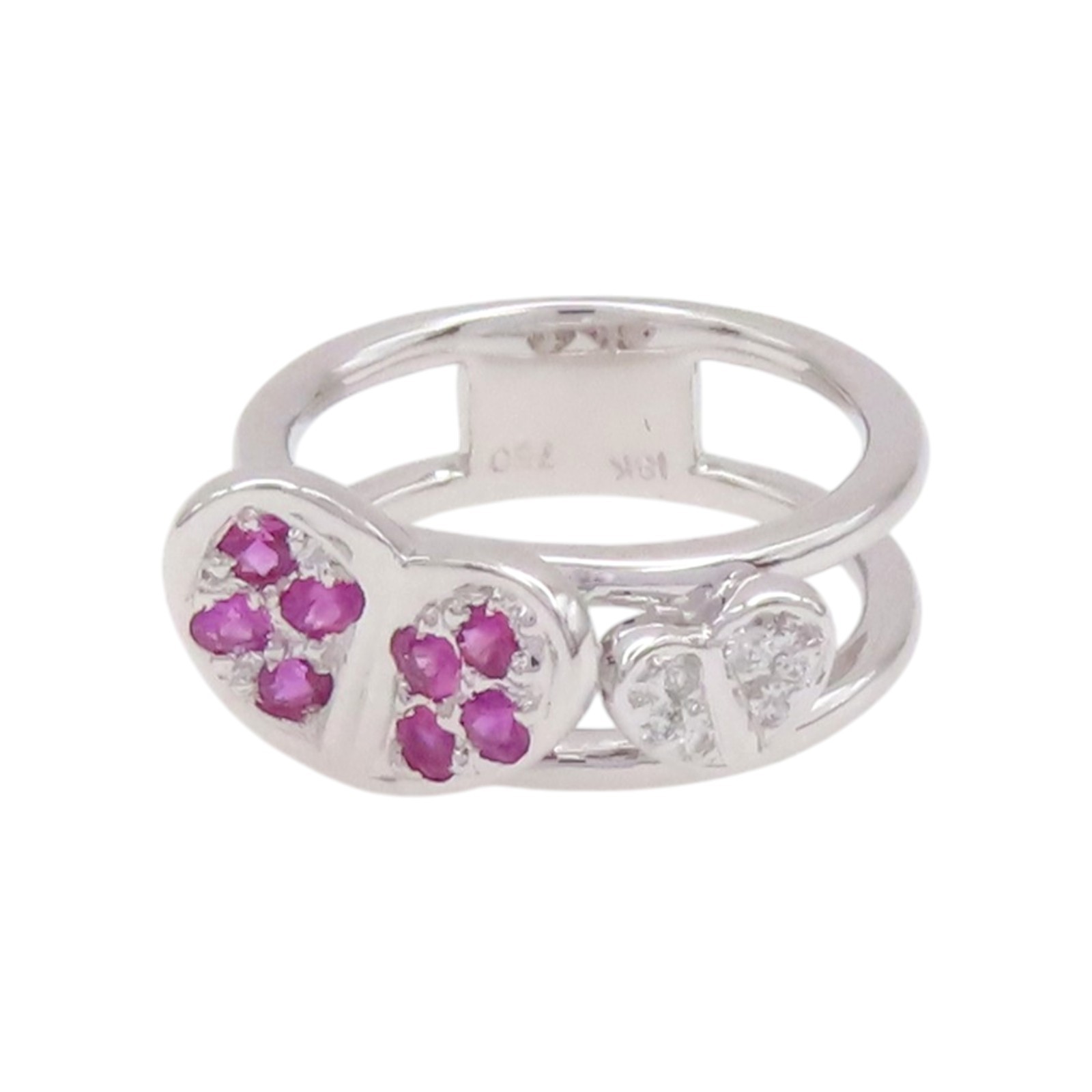 JEWELRY 0.16ct Ruby Butterfly Ring 18K White Gold US Size 3.75