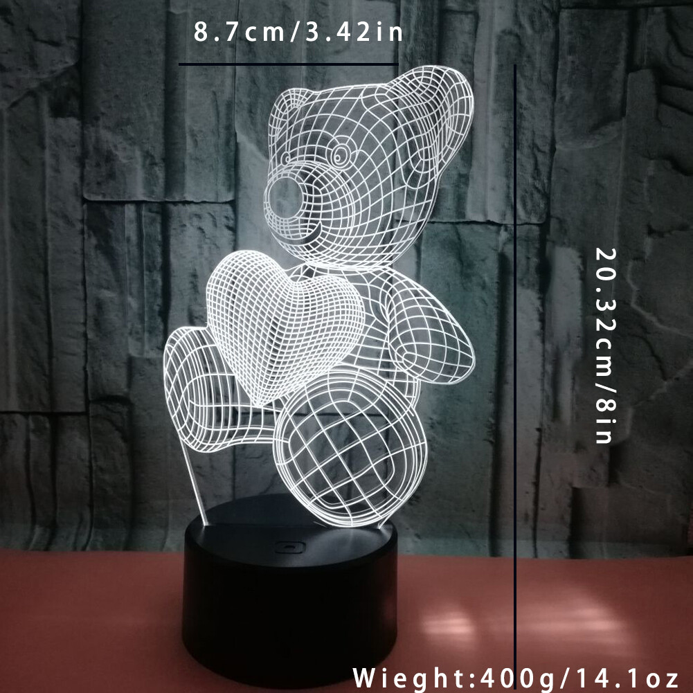 US 1 Pack Love Birthday Teddy Bear Thanksgiving Christmas Wife Gifts LED Light