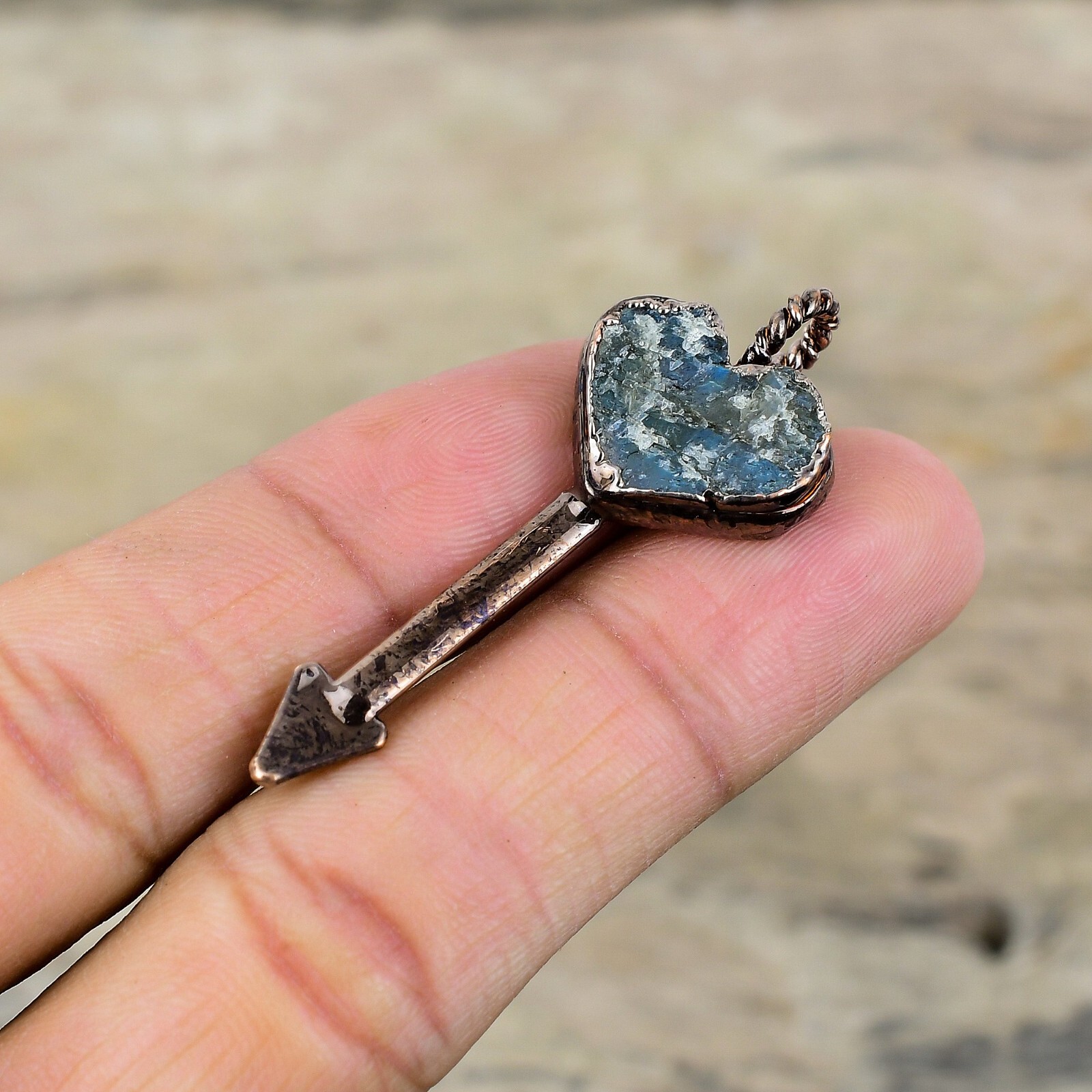 Labradorite Rough Electroformed Pendant Handcrafted Copper Ethnic Gift 2.09″