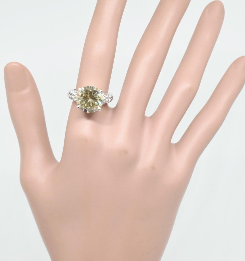 Ladies Designer Signed NWOT Yellow & Clear Crystal Stainless Steel Cocktail Ring