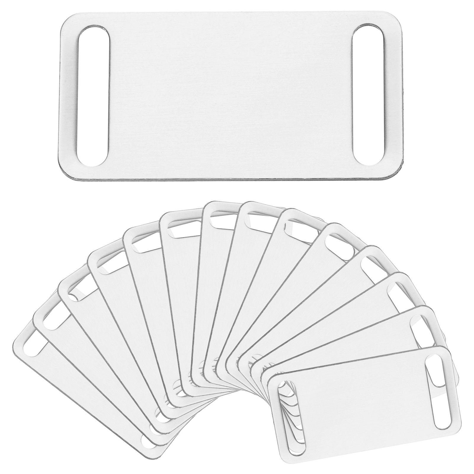 20 Pcs Anodized Aluminum Blank Tags 38 mm Sided Pet ID Stamping Tags, Silver
