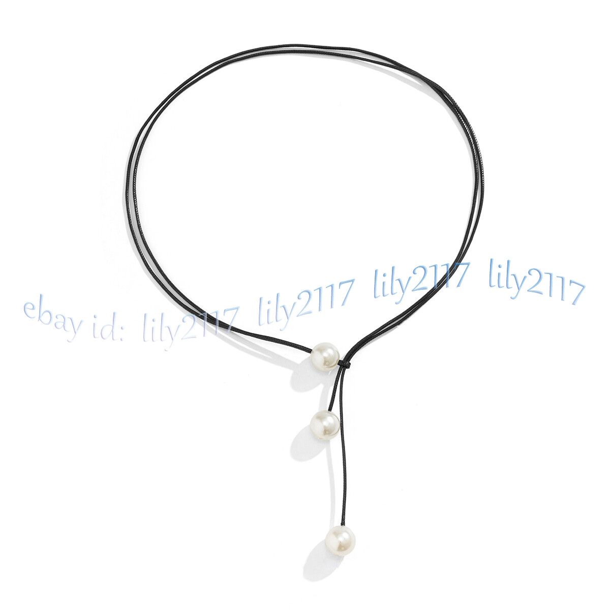 10mm South Sea White Shell Pearl Round Beads Black Leather Rope Necklace 39”