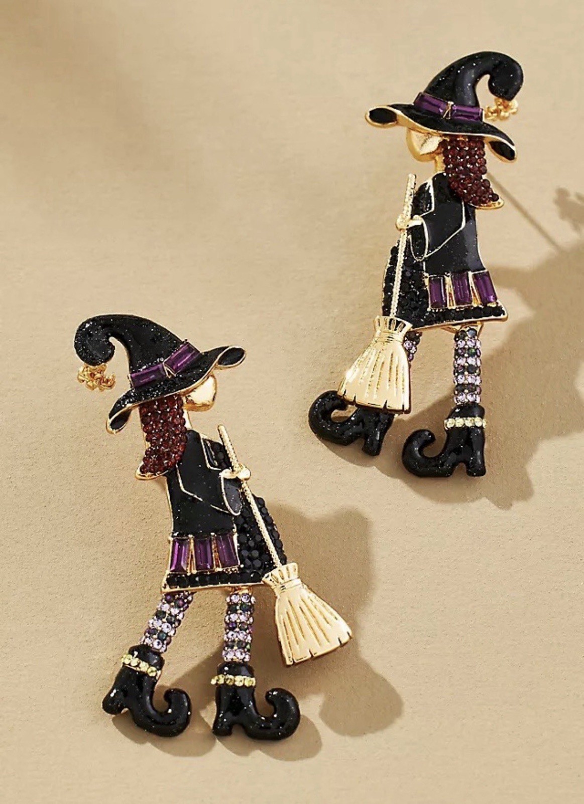 BaubleBar Spellcasting Sweetie Witch Dangle Earrings Halloween Black Purple NWT