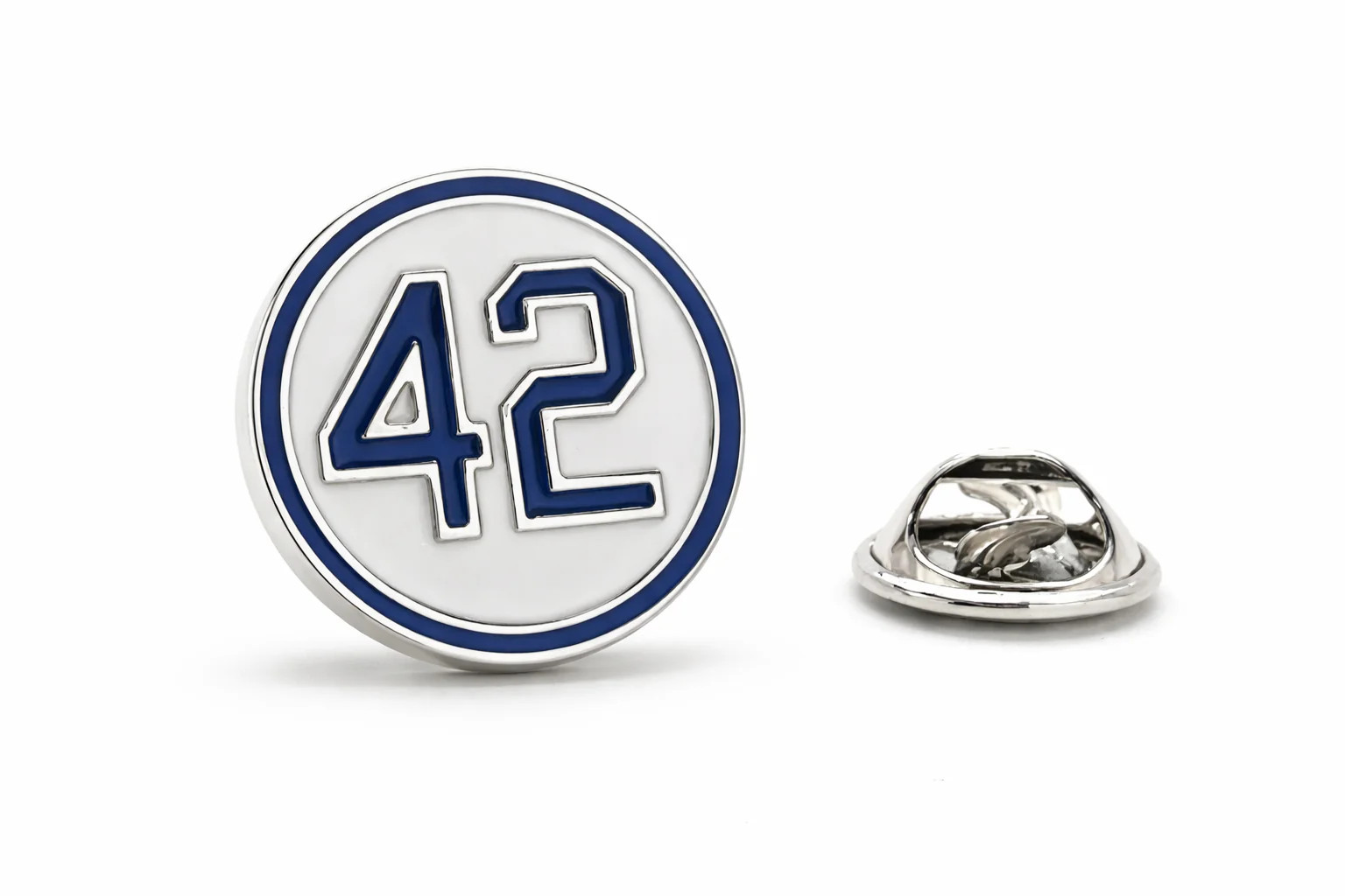 Jackie Robinson #42 Lapel Pin Dodgers Blue & White Enamel Baseball Tribute Pin