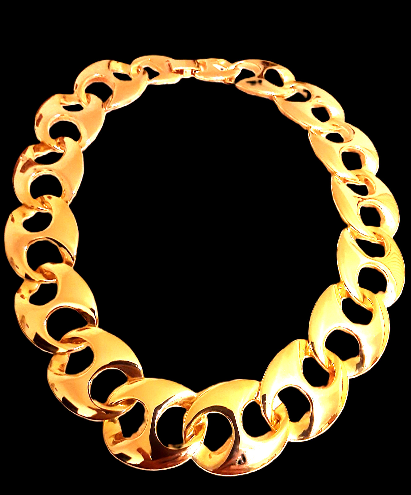 Statement Necklace Oval links (Elegant/Classic) mirror-like gold-tone finish