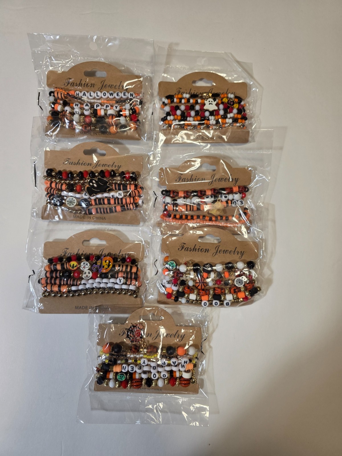 HALLOWEEN Assorted Beaded Bracelets with Halloween Charms