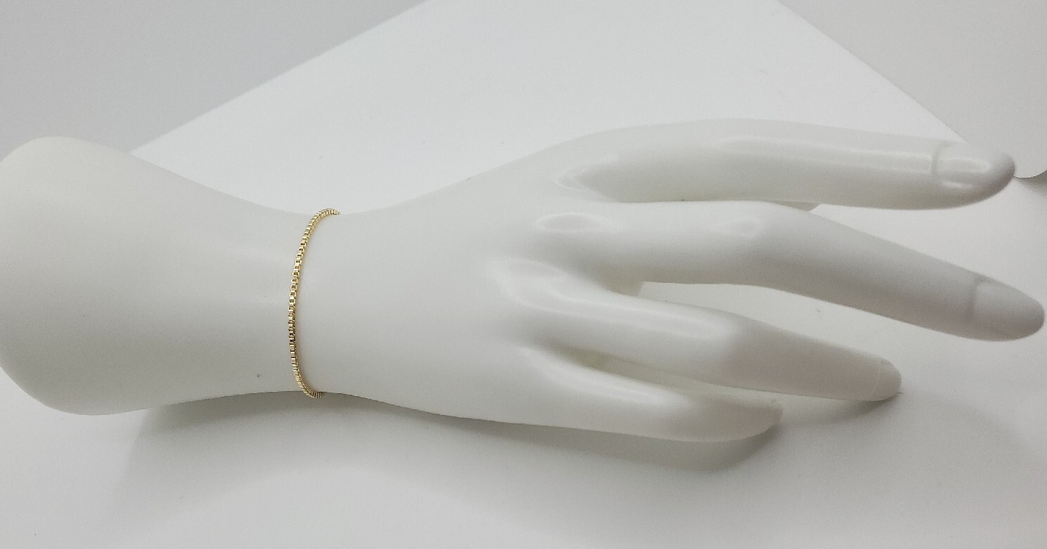 14K Gold -Plated Adjustable Box Chain Bracelet