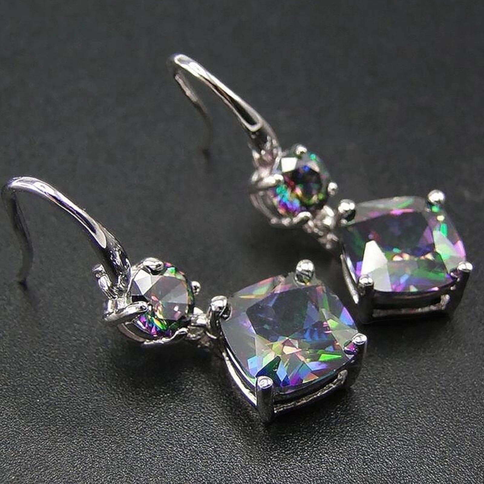 Gorgeous 925 Silver Plated Drop Earrings Women Jewelry Mystic Topaz A39