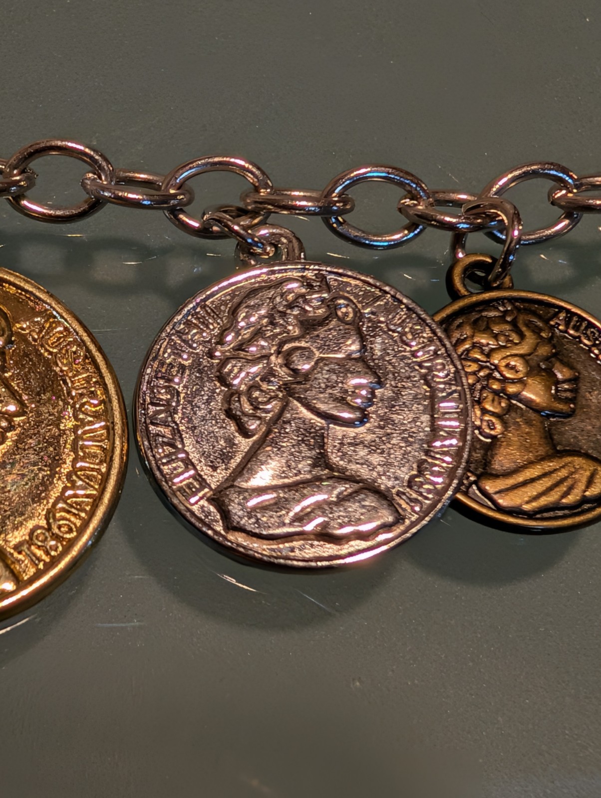 Coin Charm Bracelet Elizabeth II Australian Coins Various Sizes